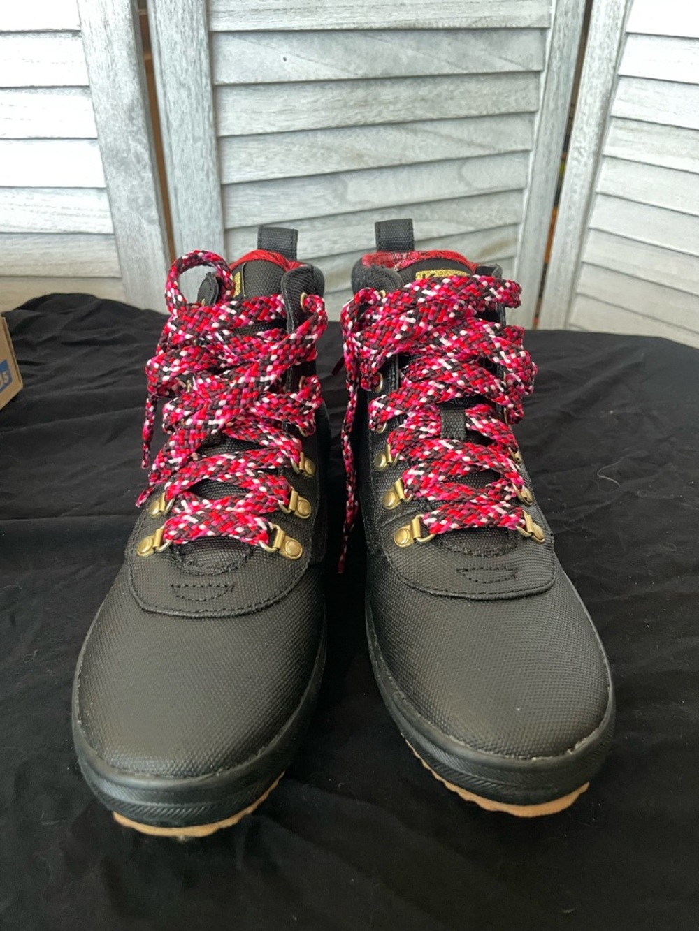 Black Women's Scout Hiking Rain Boots with Red Accent Laces NWOT